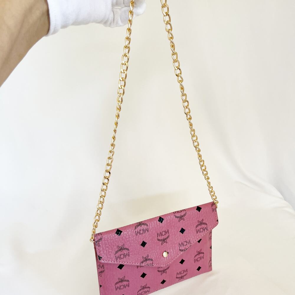 🚨LOW START! MCM Leather Envelope Clutch Pink Visetos - Picture 4 of 12